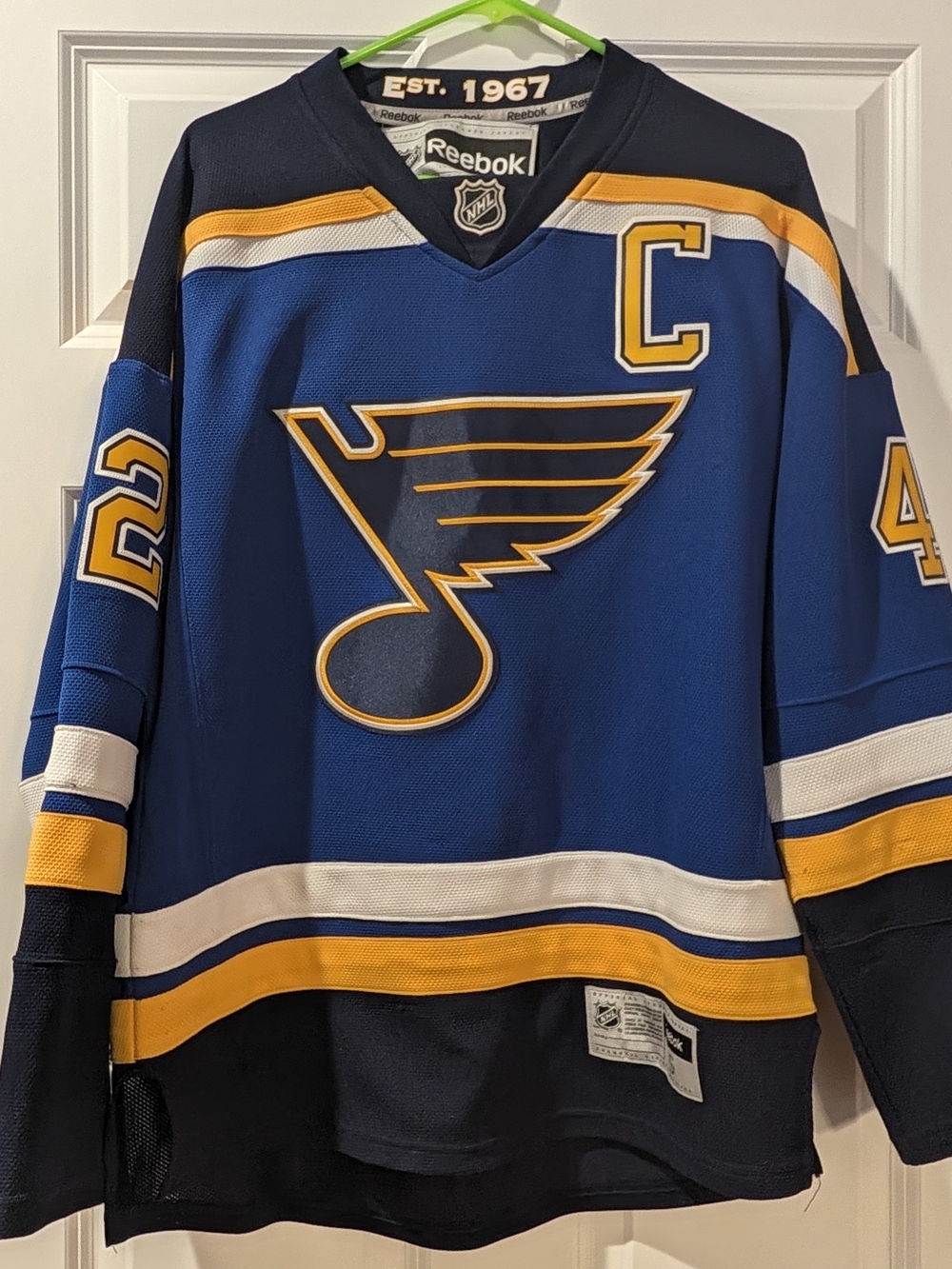 St. Louis Blues David Backes #42 Reebok NHL Jersey – Size S